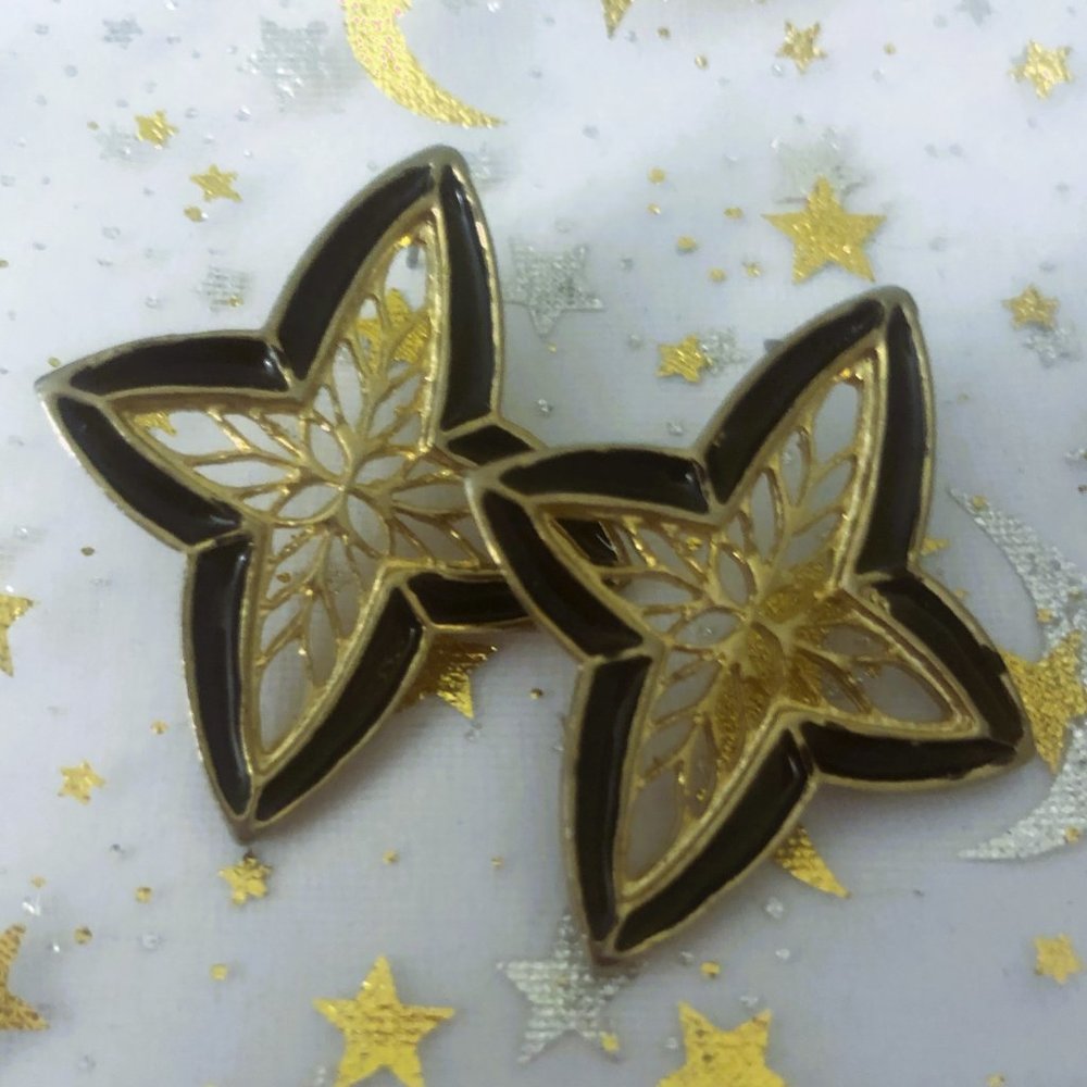 Vintage Enamel and Gold Earrings